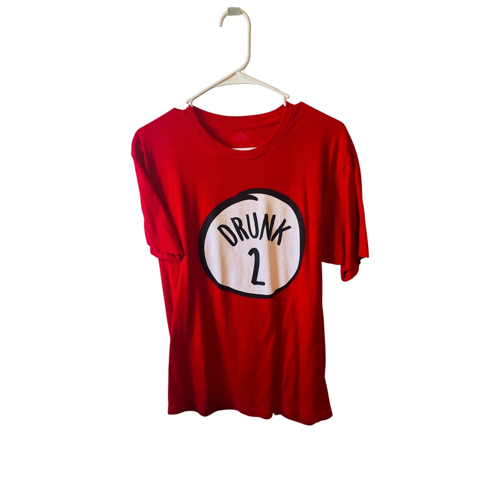 Drunk 1 or‎ Drunk 2 Shirt Costume Tee T Shirt Novelty Party Graphic Red